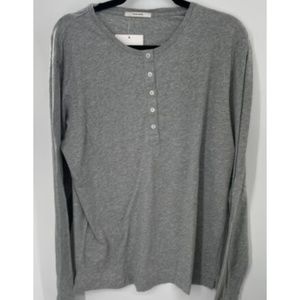 Adam Lippes mens gray heather long sleeve cotton 5 button sz XL